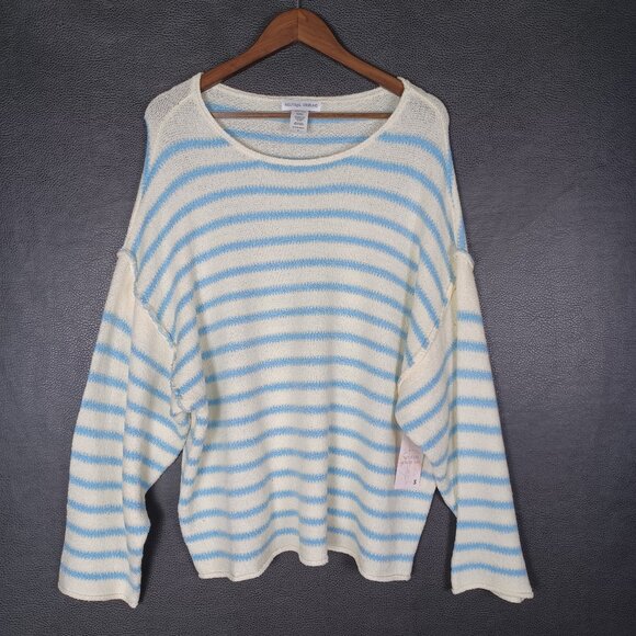 Neutral Ground Sweater Endless Summer Oversized Striped Textured Coastal Blue - Picture 1 of 6